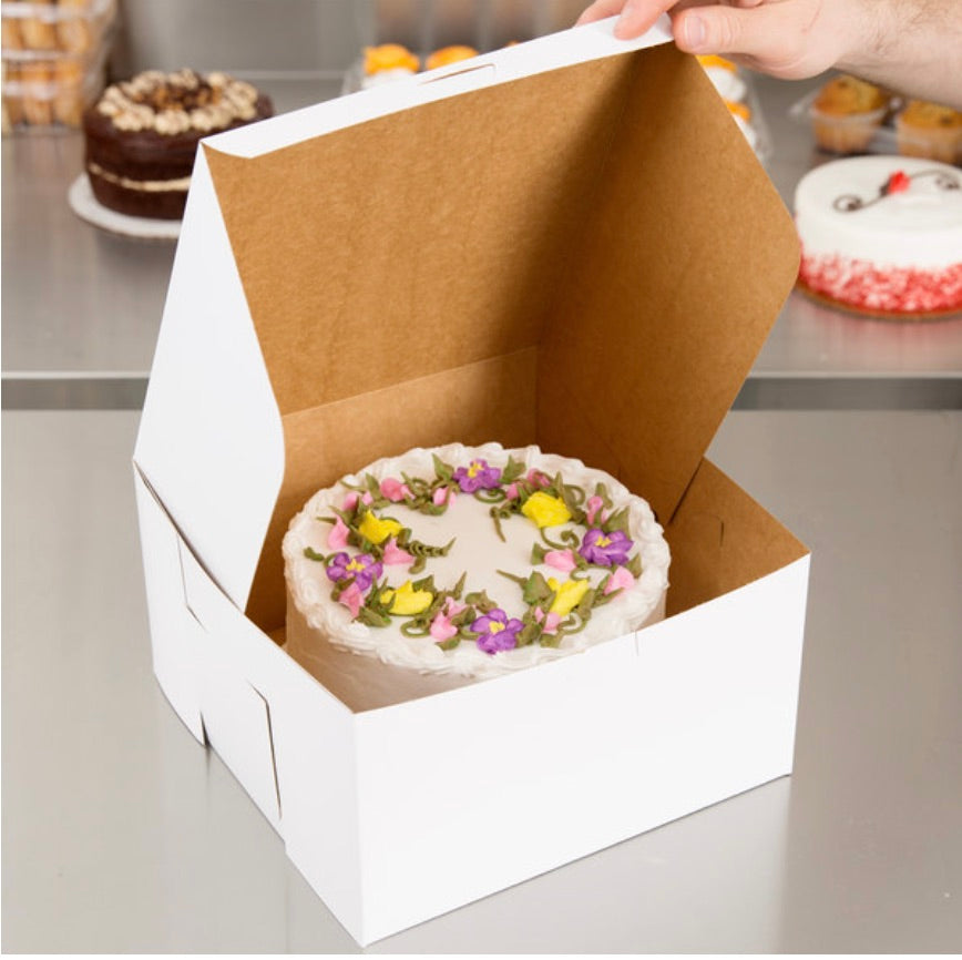 10" x 10" x 5" White Cake/Bakery Box - 10/Pk