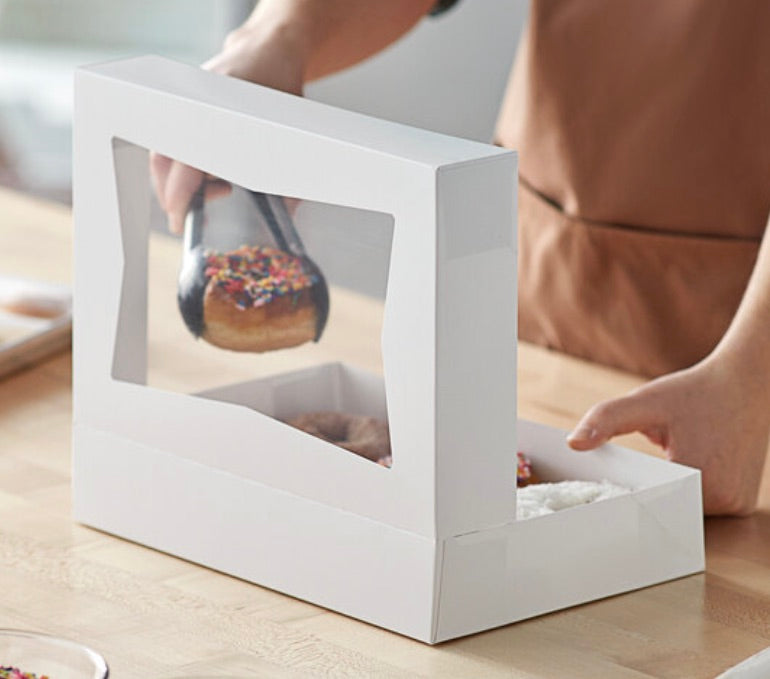 White Auto-Popup Window Donut / Bakery Box - 10/Pack