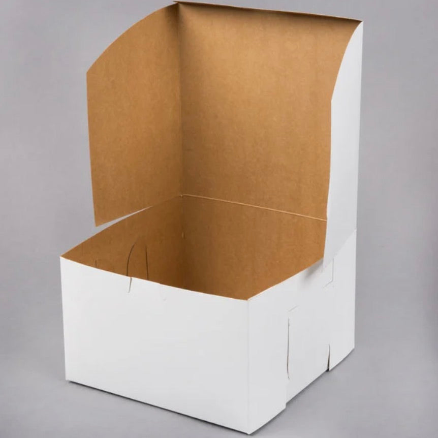 8" x 8" x 5" White Cake/Bakery Box - 10/Pk