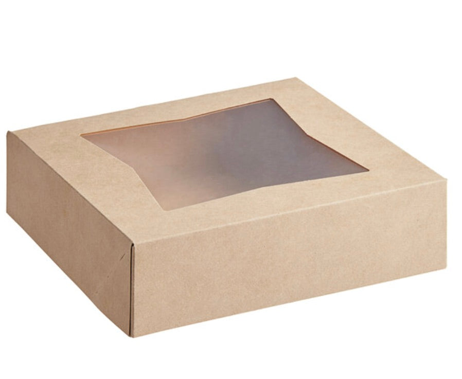 9" x 9" x 2 1/2" Kraft Auto-Popup Window Pie Box