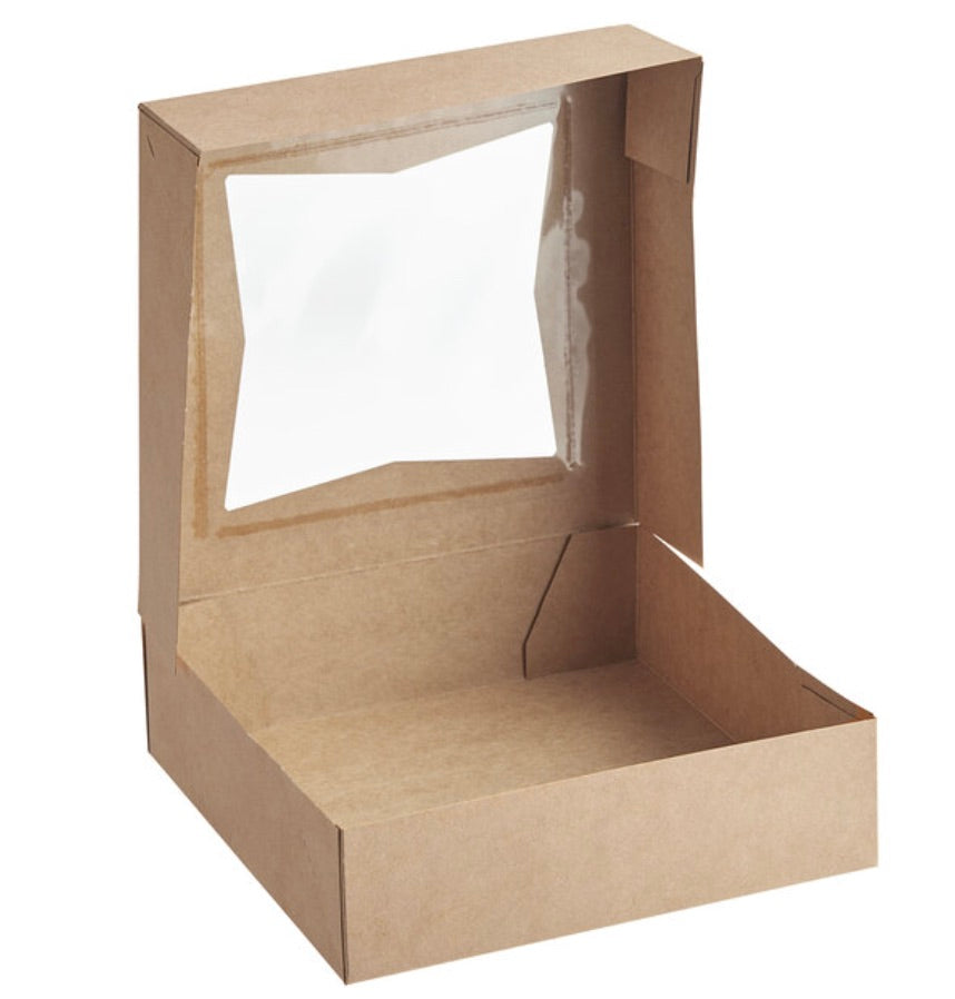 9" x 9" x 2 1/2" Kraft Auto-Popup Window Pie Box