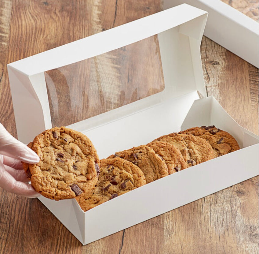 12 1/2" x 5 1/2" x 2 1/4"-White Auto-Popup Window Cookie/ Bakery Box - 10/Pack