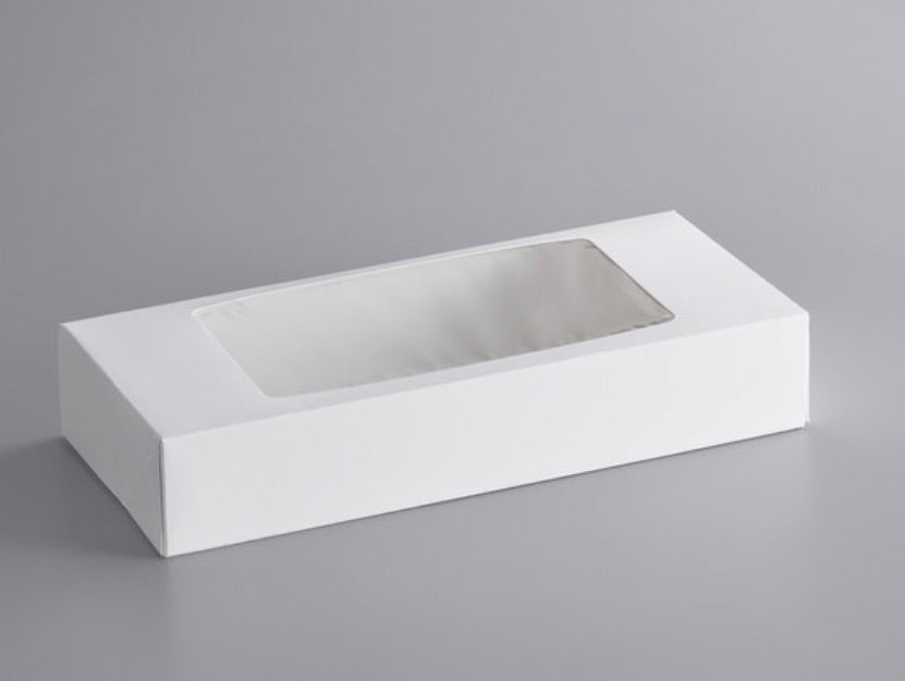 12 1/2" x 5 1/2" x 2 1/4"-White Auto-Popup Window Cookie/ Bakery Box - 10/Pack