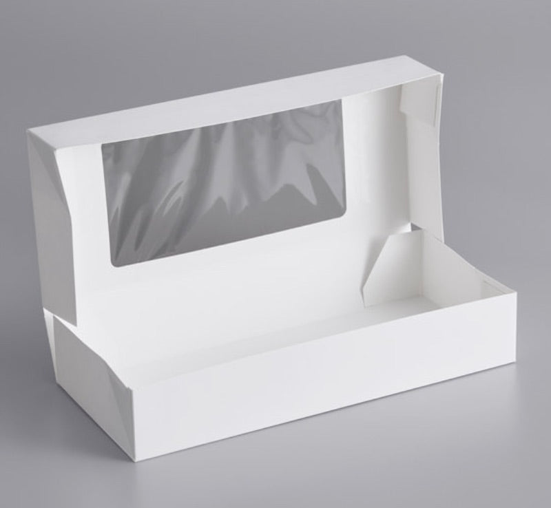 12 1/2" x 5 1/2" x 2 1/4"-White Auto-Popup Window Cookie/ Bakery Box - 10/Pack