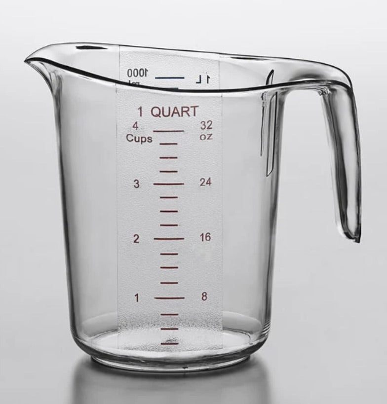 Qt. (4 Cups) Clear Plastic Measuring Cup with Graduations